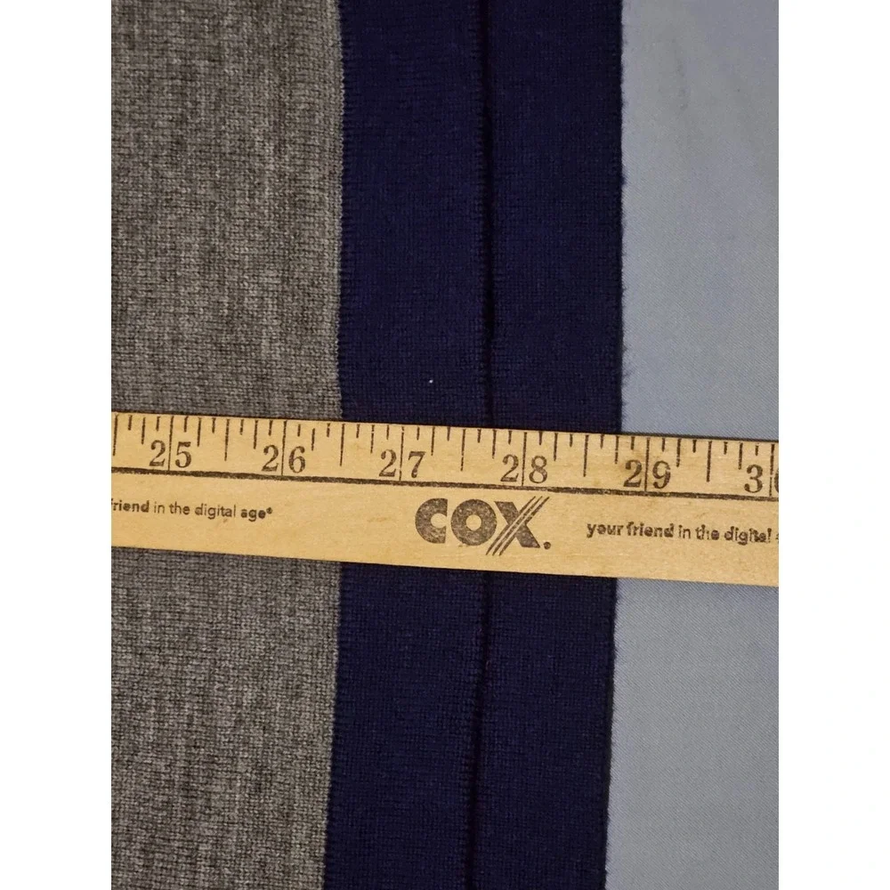 K+J2 Grey Striped Collared Polo Merino Wool‎ Long Sleeve Sz Large
